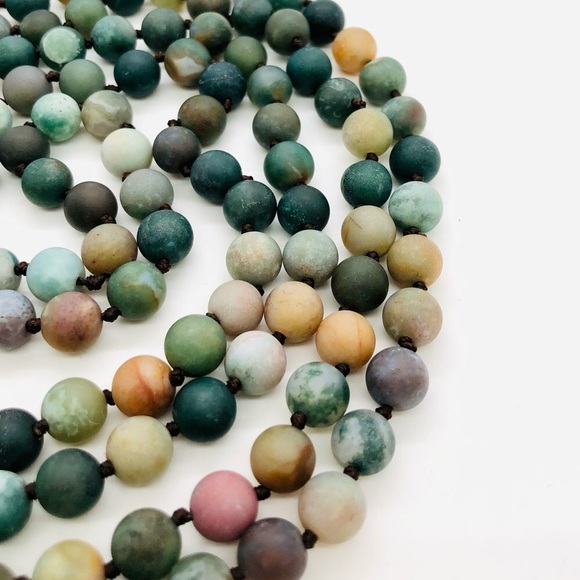 Vintage Frosted Glass Bead Long Necklace - Picture 10 of 14